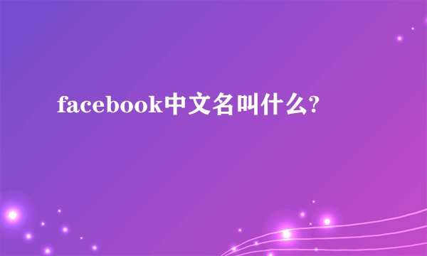 facebook中文名叫什么?