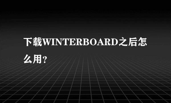 下载WINTERBOARD之后怎么用？