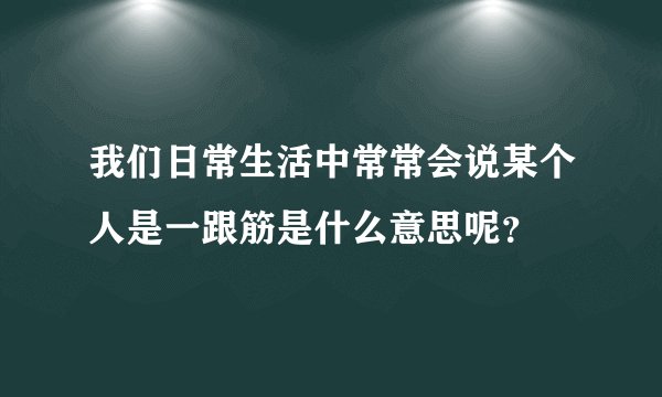 我们日常生活中常常会说某个人是一跟筋是什么意思呢？