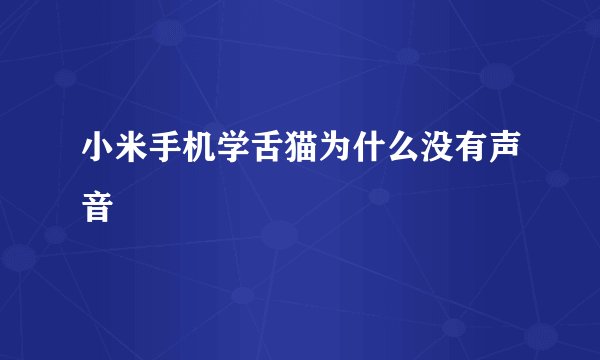 小米手机学舌猫为什么没有声音