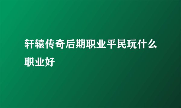 轩辕传奇后期职业平民玩什么职业好