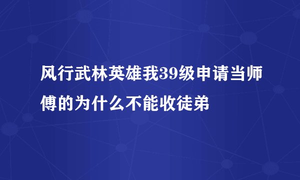 风行武林英雄我39级申请当师傅的为什么不能收徒弟