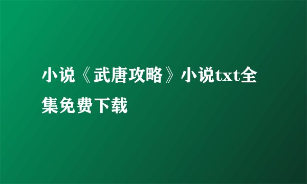 小说《武唐攻略》小说txt全集免费下载