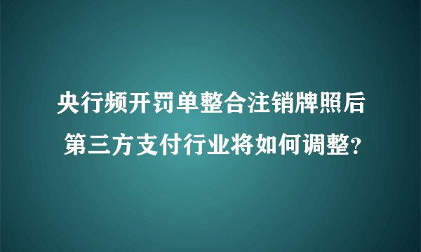 央行频开罚单整合注销牌照后 第三方支付行业将如何调整？