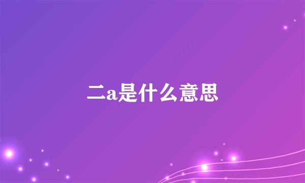 二a是什么意思