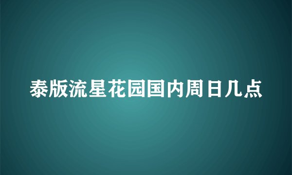 泰版流星花园国内周日几点