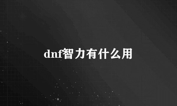 dnf智力有什么用