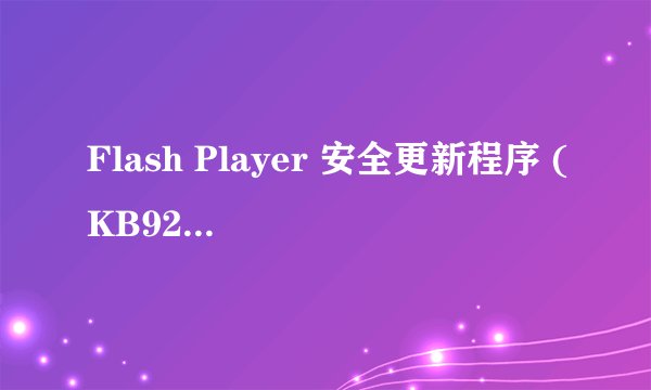 Flash Player 安全更新程序 (KB923789)安装不了杂回事