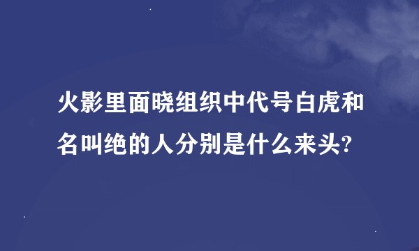 火影里面晓组织中代号白虎和名叫绝的人分别是什么来头?