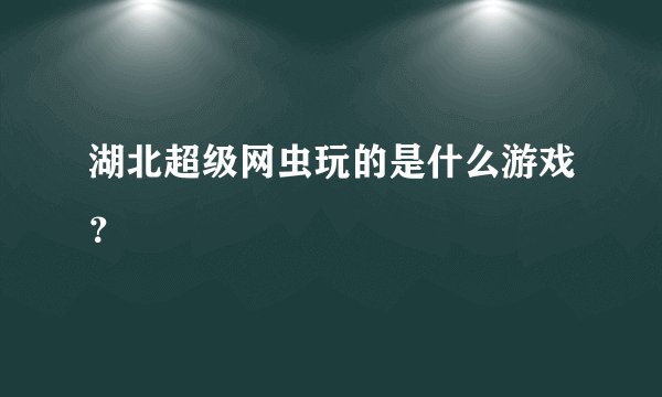 湖北超级网虫玩的是什么游戏？