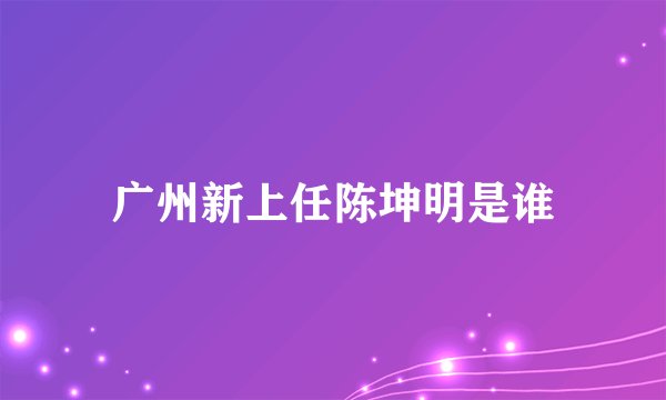 广州新上任陈坤明是谁
