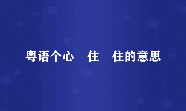 粤语个心乸住乸住的意思