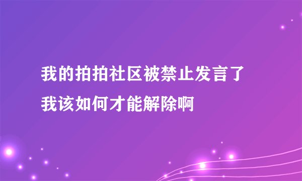 我的拍拍社区被禁止发言了 我该如何才能解除啊