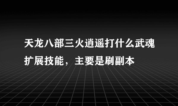 天龙八部三火逍遥打什么武魂扩展技能，主要是刷副本