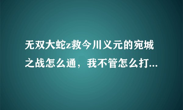 无双大蛇z救今川义元的宛城之战怎么通，我不管怎么打最后都是德川变烤鸭 求最佳人选，特技，属性能力及打