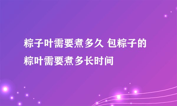 粽子叶需要煮多久 包粽子的粽叶需要煮多长时间
