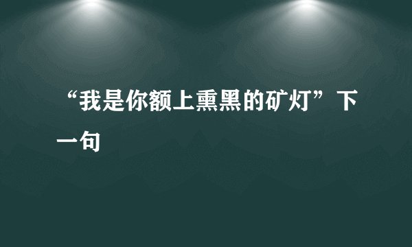 “我是你额上熏黑的矿灯”下一句