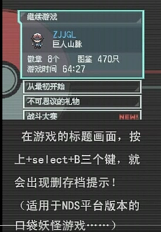 NDS口袋妖怪白金怎么删除存档