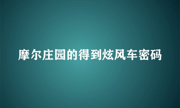 摩尔庄园的得到炫风车密码