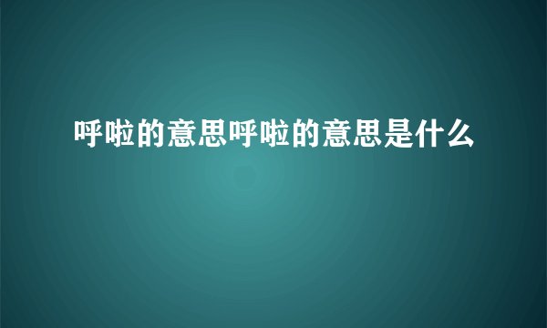 呼啦的意思呼啦的意思是什么