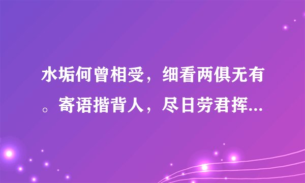 水垢何曾相受，细看两俱无有。寄语揩背人，尽日劳君挥肘。轻手，轻手，居士本来无垢！ 是什么意思