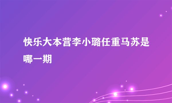 快乐大本营李小璐任重马苏是哪一期