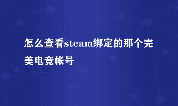 怎么查看steam绑定的那个完美电竞帐号