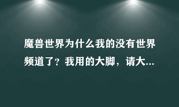 魔兽世界为什么我的没有世界频道了？我用的大脚，请大神详细帮助，非常感谢