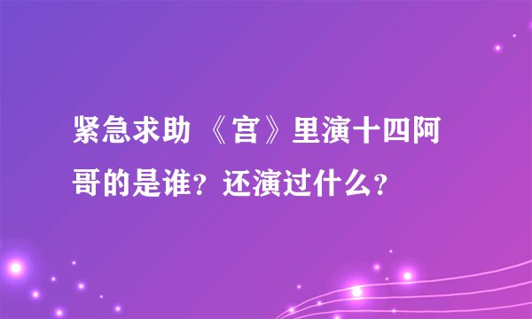 紧急求助 《宫》里演十四阿哥的是谁？还演过什么？