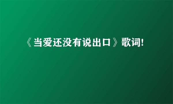 《当爱还没有说出口》歌词!