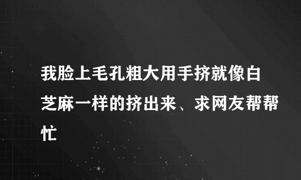 我脸上毛孔粗大用手挤就像白芝麻一样的挤出来、求网友帮帮忙