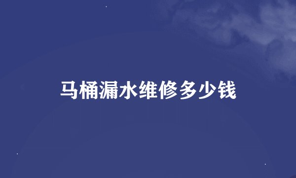 马桶漏水维修多少钱