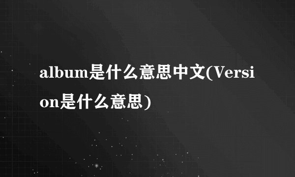 album是什么意思中文(Version是什么意思)
