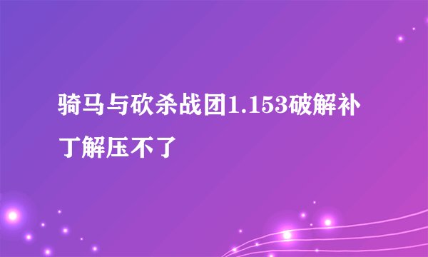 骑马与砍杀战团1.153破解补丁解压不了
