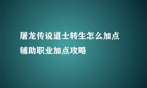 屠龙传说道士转生怎么加点 辅助职业加点攻略