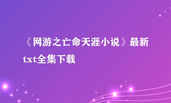 《网游之亡命天涯小说》最新txt全集下载