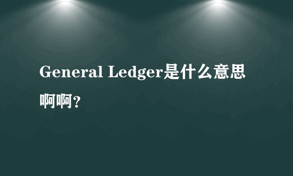 General Ledger是什么意思啊啊？