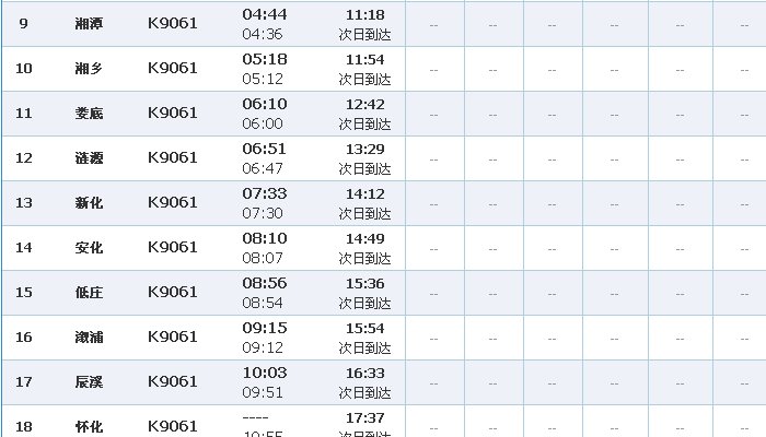 k9060火车经过哪些站台