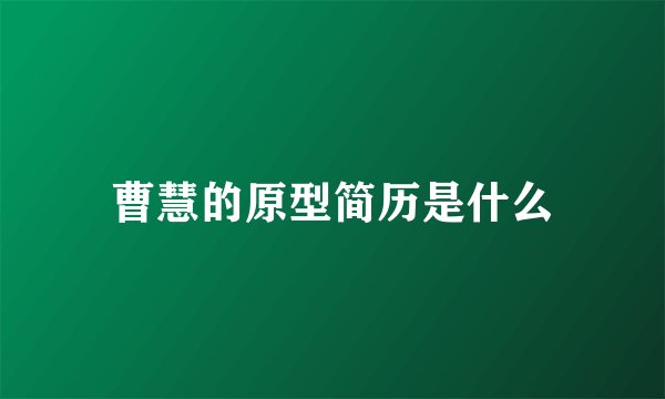 曹慧的原型简历是什么
