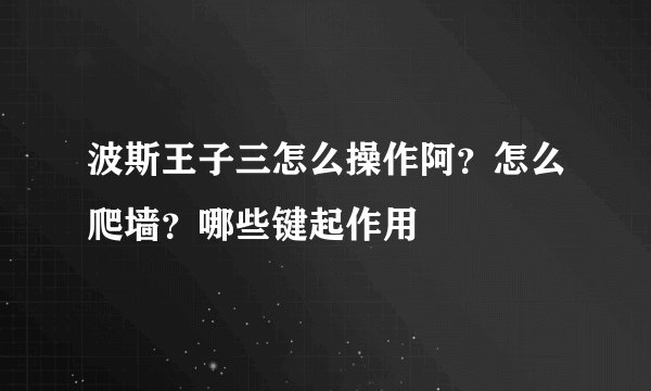 波斯王子三怎么操作阿？怎么爬墙？哪些键起作用