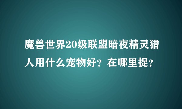 魔兽世界20级联盟暗夜精灵猎人用什么宠物好？在哪里捉？
