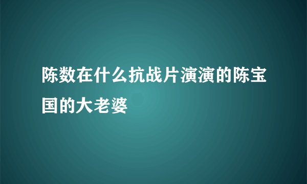 陈数在什么抗战片演演的陈宝国的大老婆