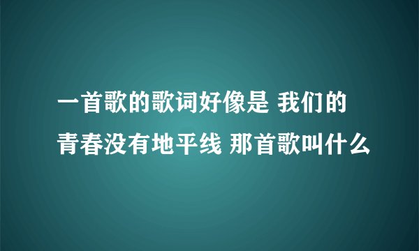 一首歌的歌词好像是 我们的青春没有地平线 那首歌叫什么