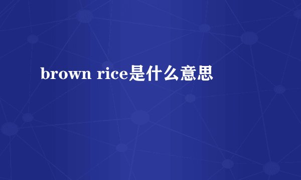 brown rice是什么意思