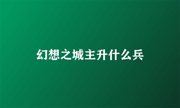 幻想之城主升什么兵