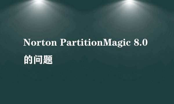 Norton PartitionMagic 8.0的问题