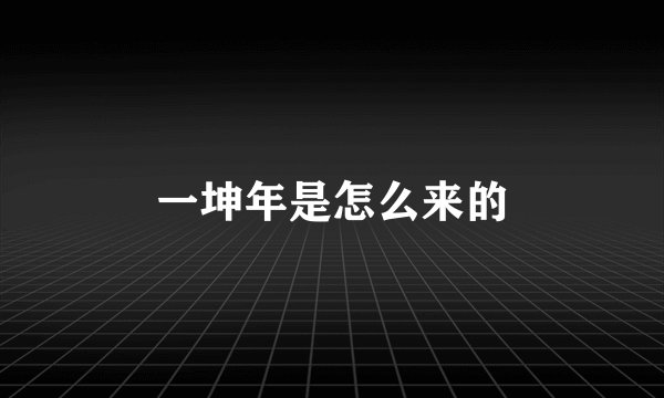 一坤年是怎么来的
