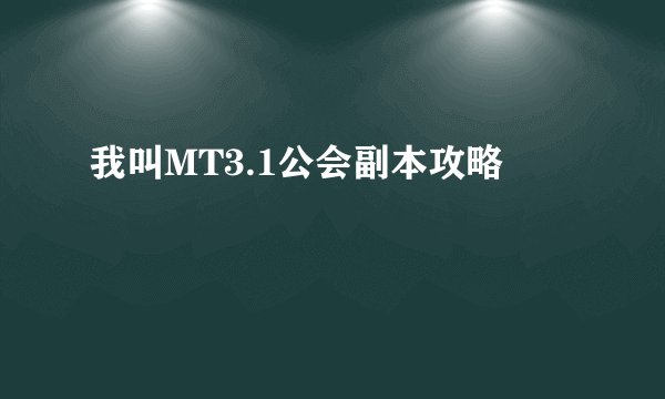 我叫MT3.1公会副本攻略