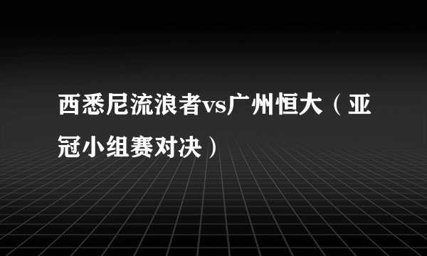 西悉尼流浪者vs广州恒大（亚冠小组赛对决）
