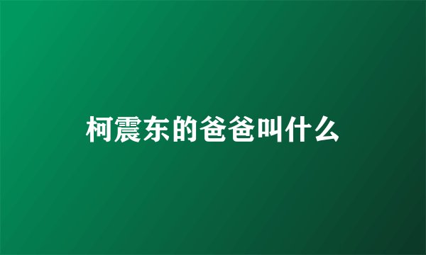 柯震东的爸爸叫什么